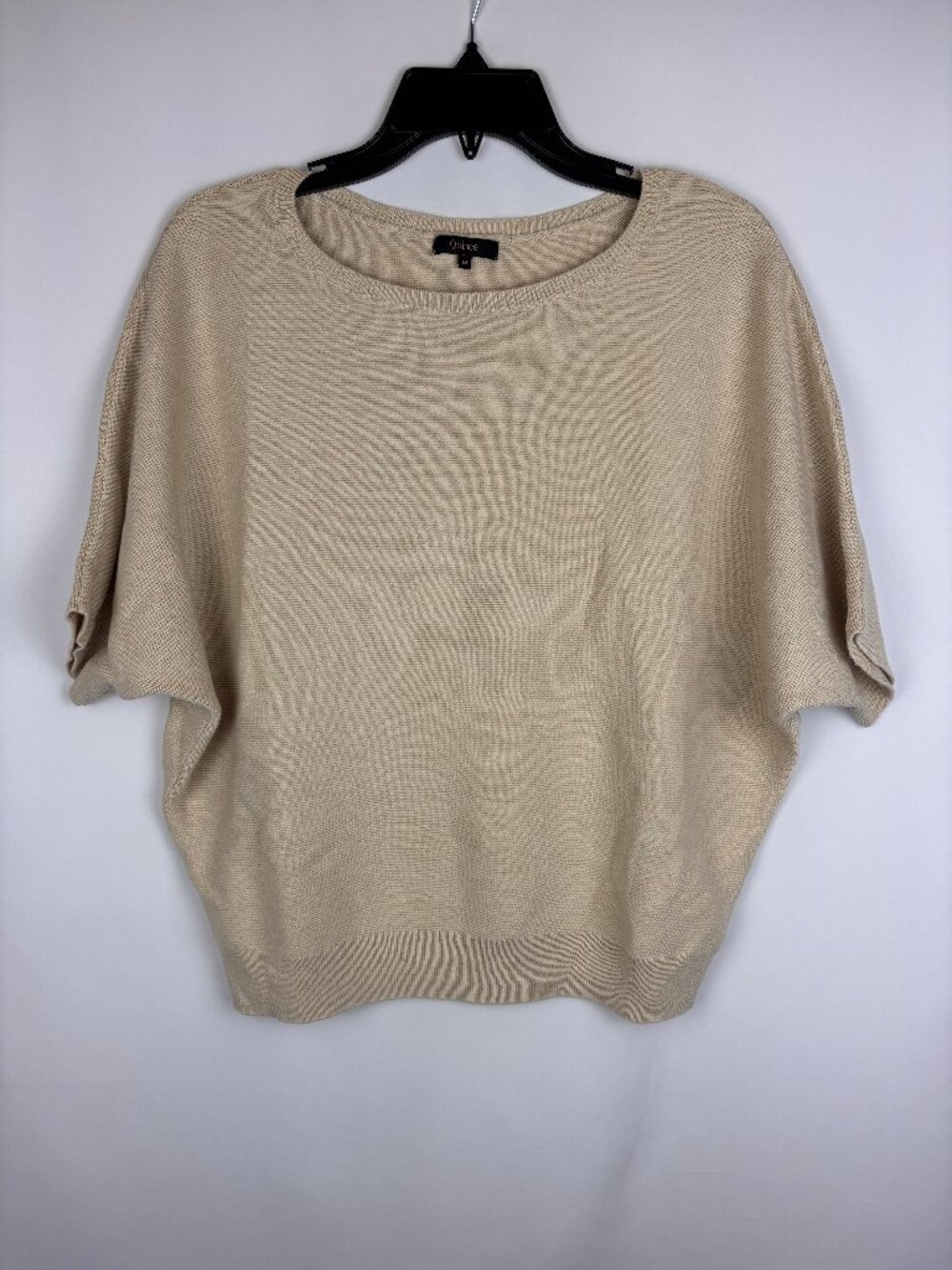 Medium Quince Lightweight Cotton Cashmere Link Stitch Dolman Sweater Oatmeal EUC